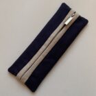 Cotton Linen Dark blue with beige zipper binding and silver zipper
