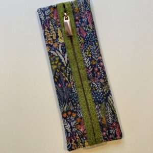Dark Blue Floral with Green accent 100 percent cotton fabric slim journal case